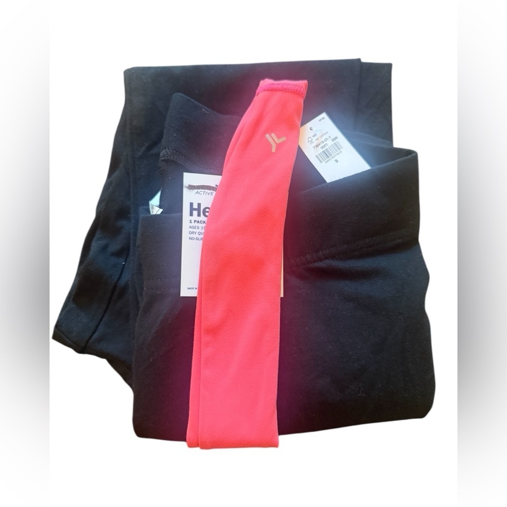 Women's Active Leggings & Headband Set Athletic Workout‎ Sports Black Pink